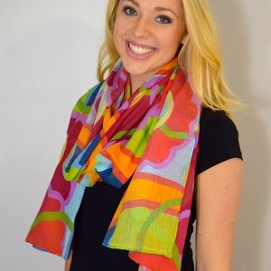 Anne Rivers Art Scarf "Red Flowers"